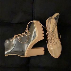 Clear beige heels
